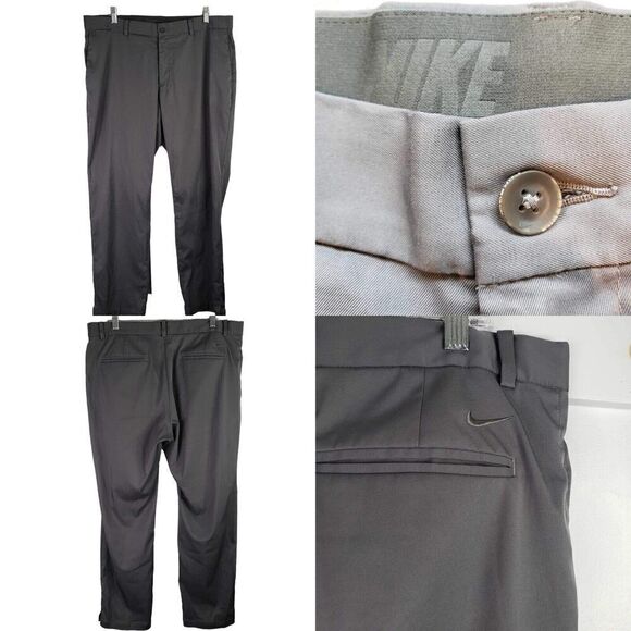 Nike Dri-Fit Golf Pants 38X30 Gray Comfort Waist Chino Pants Performance - Picture 1 of 11